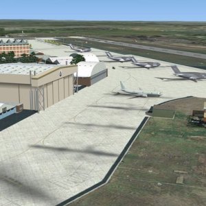 Apron view of fire station and tower in FSX