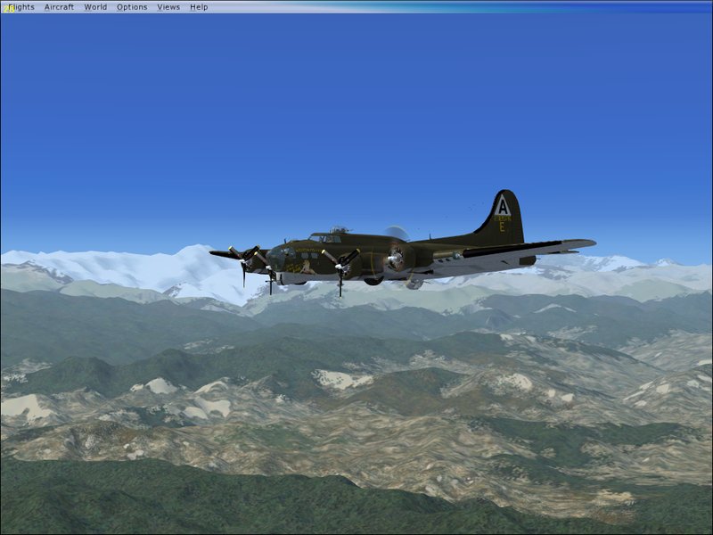B-17 inbound across Himalayas,