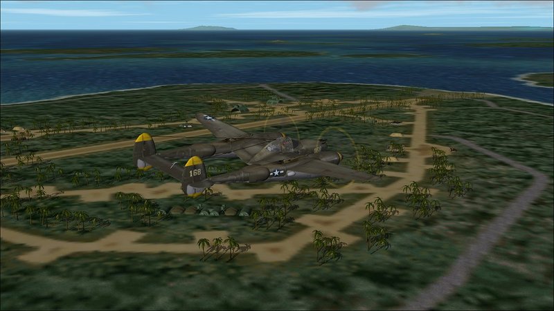Russell Islands, Banika Is.: flying south-east past Sunlight (North) Field