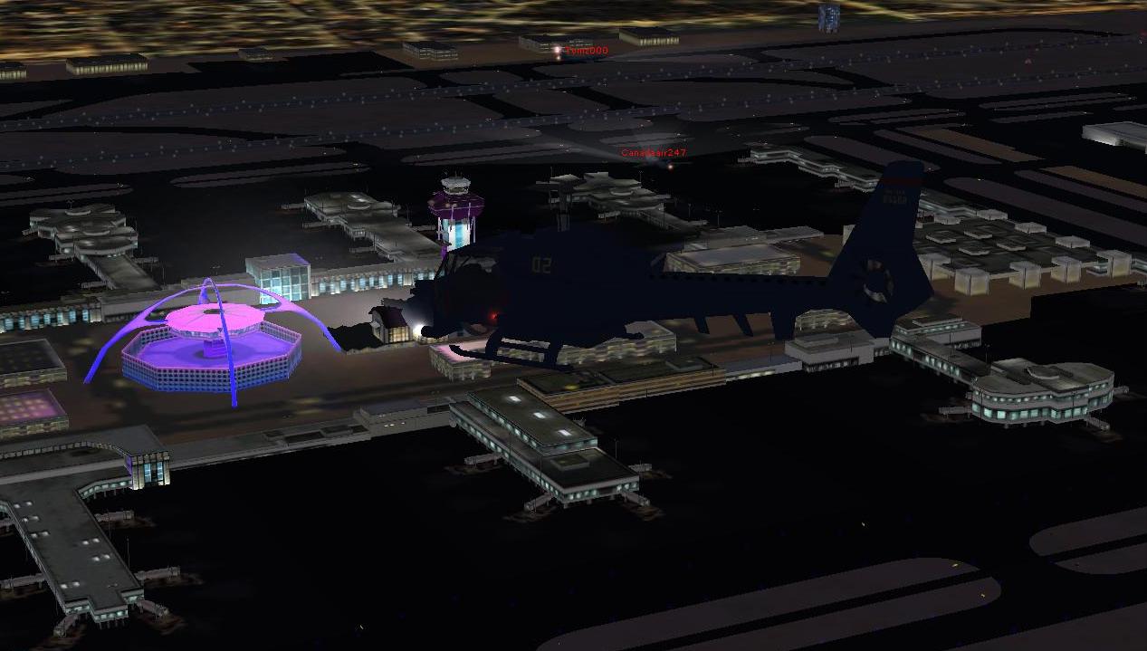 Tuono Blu su LAX di notte